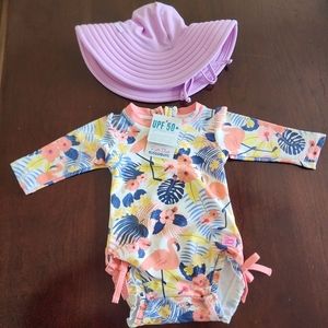 Ruffle Butts One Piece Swimsuit w/Hat